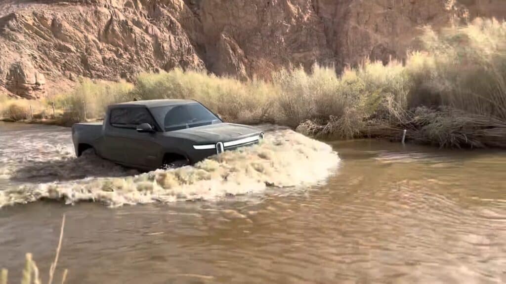 Gen 1 Rivian R1T Fording A River